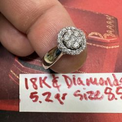 18K Solid White Gold Wedding Ring With + 1.5 Ct In NATURAL DIAMONDS 💎 STONES 5.2Gr Size 8.5