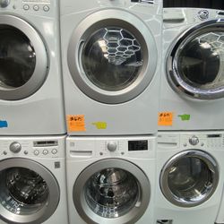 USED SET WASHER AND DRYER FRONT LOAD WHITE KENMORE 27” Inch Width 