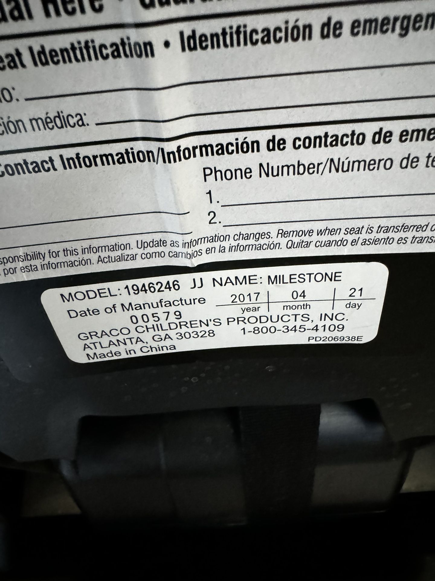 Graco Milestone Car seat