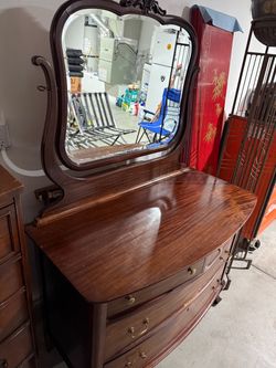 Very rare Antique dresser with mirror Wide:46”inches  Deep:20” inches  High: 35” inches  Some scratches here and there but everything works