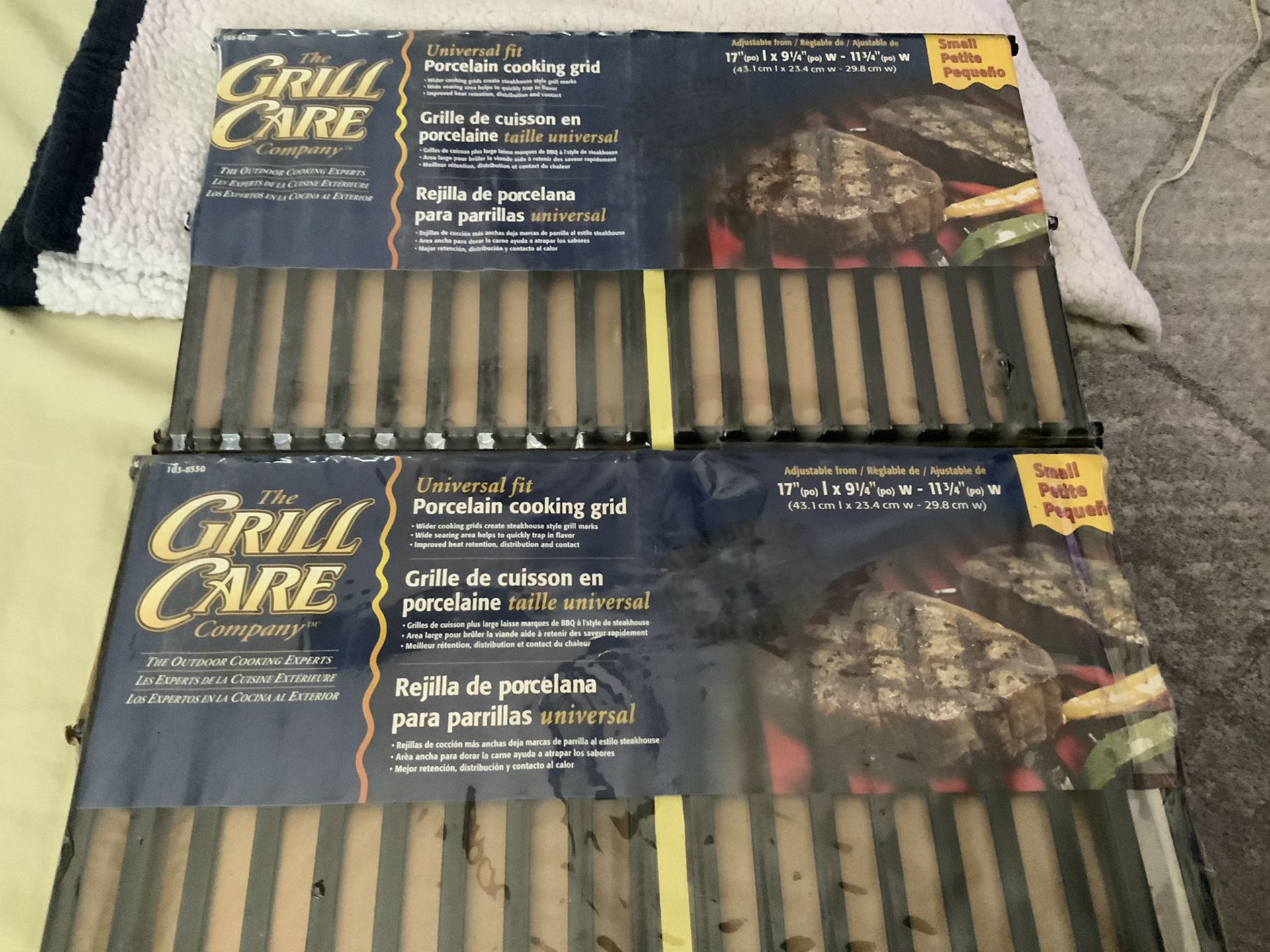 2 SMALL THE GRILL CARE COMPANY UNIVERSAL FIT PORCELAIN COOKING GRID FOR BBQ’S FOR SIZE LOOK AT PHOTOS