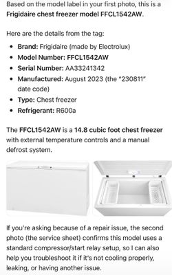 Chest freezer 14.8 cu ft