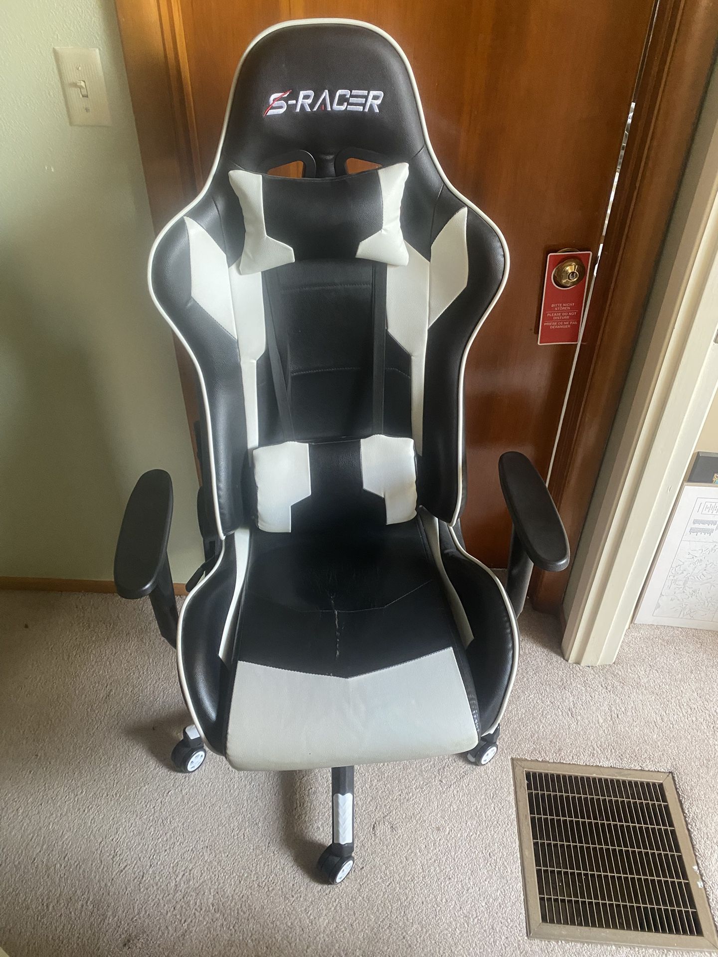 S Racer Gaming Chair Black and White