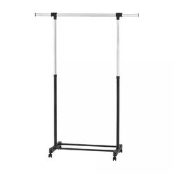 Two Adjustable Clothing Racks With Wheels