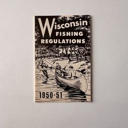 Vintage Original Wisconsin Fishing Regulations 1950-51 Foldable Pamphlet