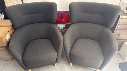 Set of 2 Gray Fabric Accent Chairs