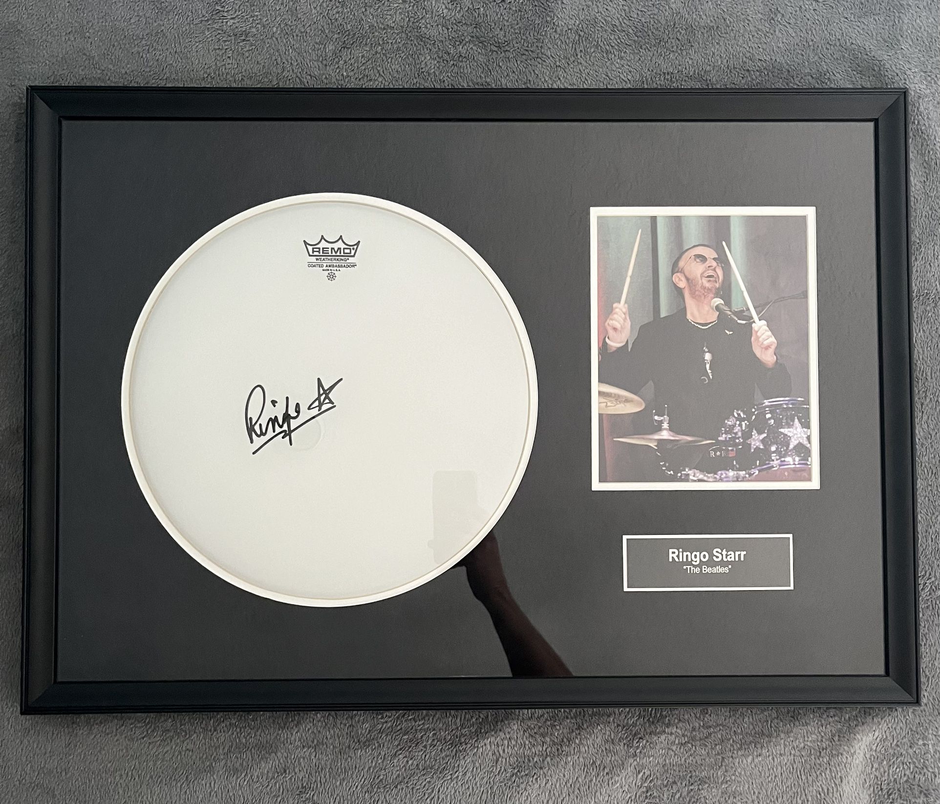 Ringo Starr - The Beatles - Authentic Autographed Drumhead & Framed Photo