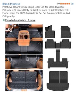 All Weather Floor Mats & Cargo Liner 2026 Hyundai Palisade 7/8 Seats GAS ONLY