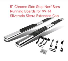 DNA Motoring 5" Chrome Side Step Nerf Bars Running Boards for 99-14 Silverado Sierra Extended Cab
