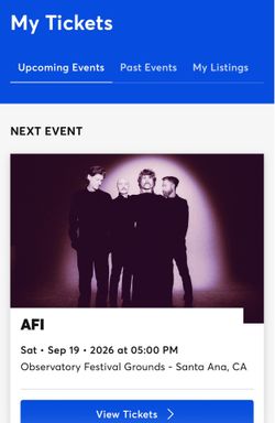 AFI SEP 19th w/ Mareux and Kumo 99 - two tickets $120 total