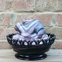 Vintage Imperial Glass-Ohio Purple Slag Bunny On Nest