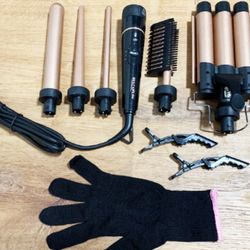 One 5 Pieces Hair Straightener And Curling 