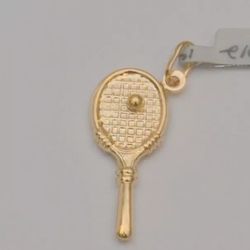 14K Yellow Gold Tennis Racket Pendant Charm