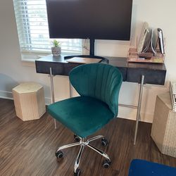 Green Velvet office Chair 