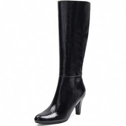 Women's Black Knee High Boots, Pointed Toe Side Zipper Kitten Heel Tall Boots, Slim Sexy For Wedding, Birthday Party, Date Night, Perfect With Sweater