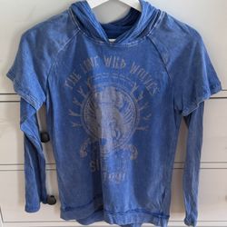 Art Class Boys Blue Graphic “The Lone Wild Wolf” 100% Cotton Hoodie, size M