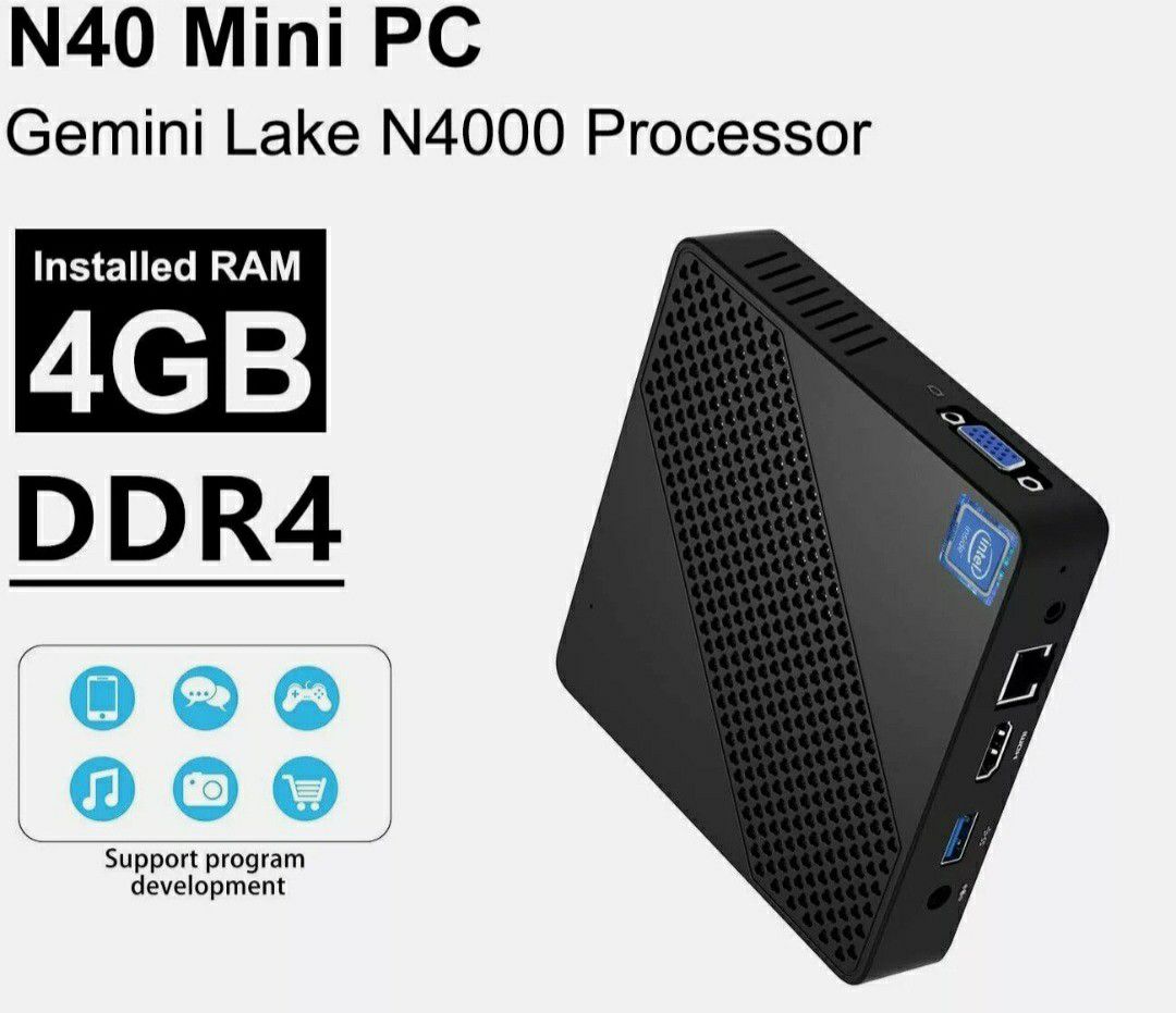 MINIS FORUM N40 Mini PC Intel Celeron N4000 Fanless DDR4 4GB+64GB eMMC 2.4+5GWIFI