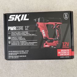 NEW SKIL PWR CORE 12/20V 1/4-in Brushless Cordless FLIP DRILL, Without Battery