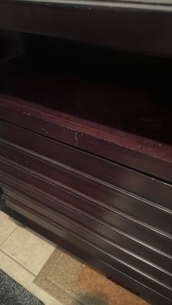 Dark Wood TV Stand with Cabinet Doors