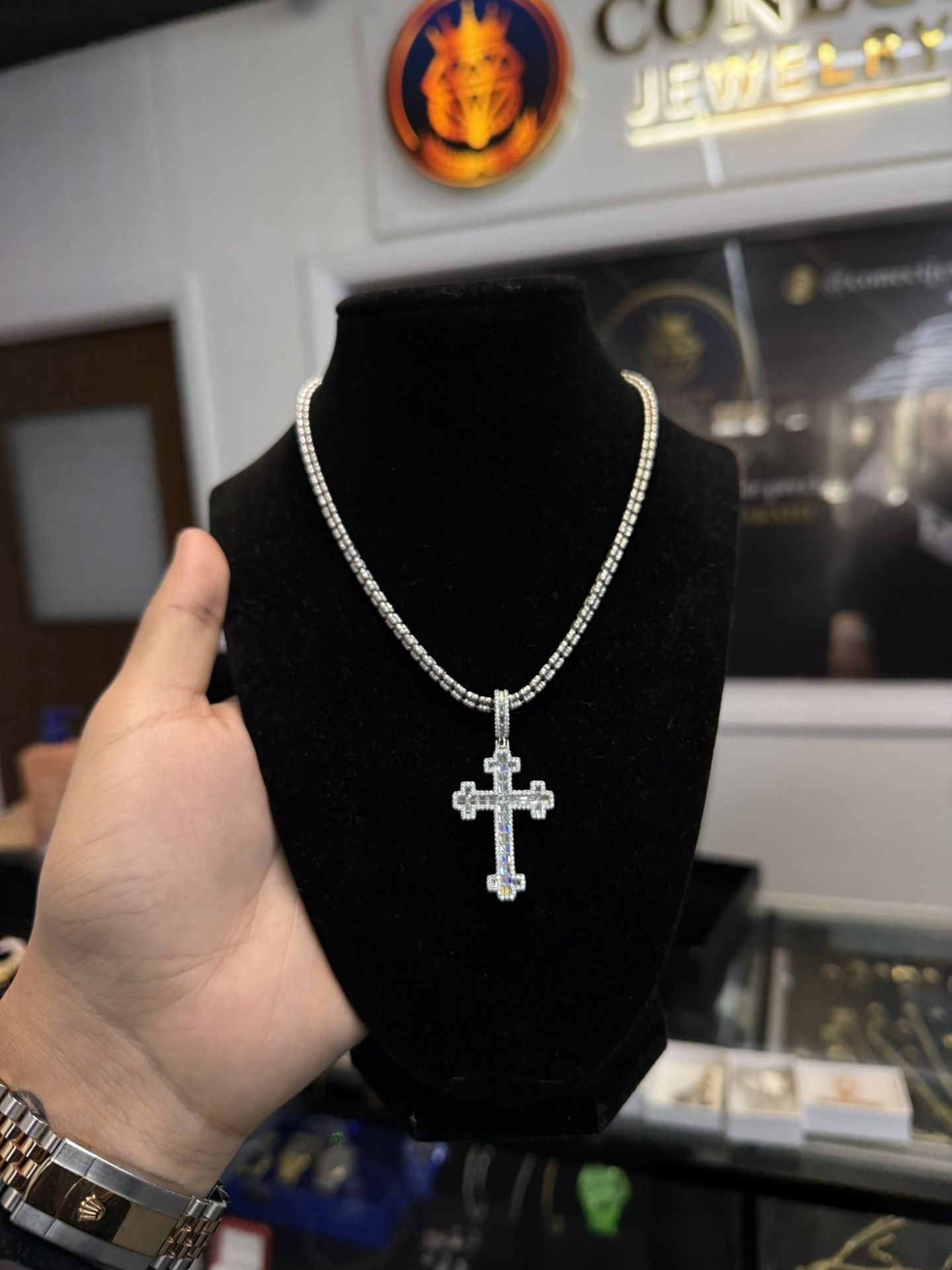 Silver 925 Ice Chain De Plata + Pendant