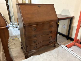 F.S. HARMON MANUFACTURING COMPANY Vintage Serpentine Secretary Desk