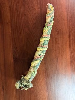 Hand-Painted Dragon Carved Resin Staff Figurine