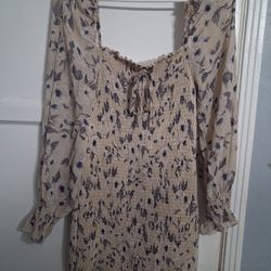 Biege Floral Dress Size Large