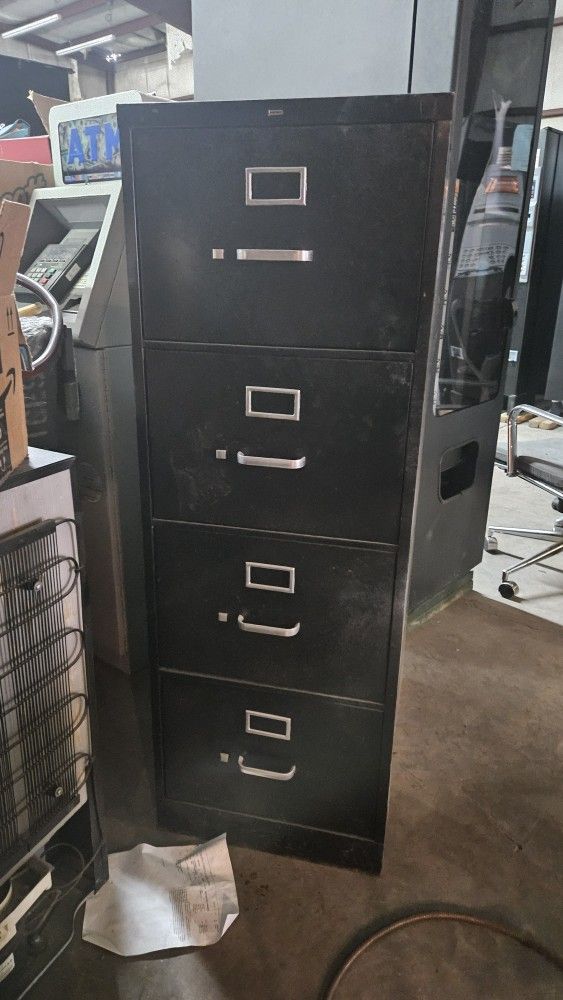 Black Steel 4 Drawer Filing Cabinet