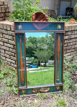 Baseball Shadowbox Mirror 43" x 26" *50.00 Firm* Sports Home Decor Mancave