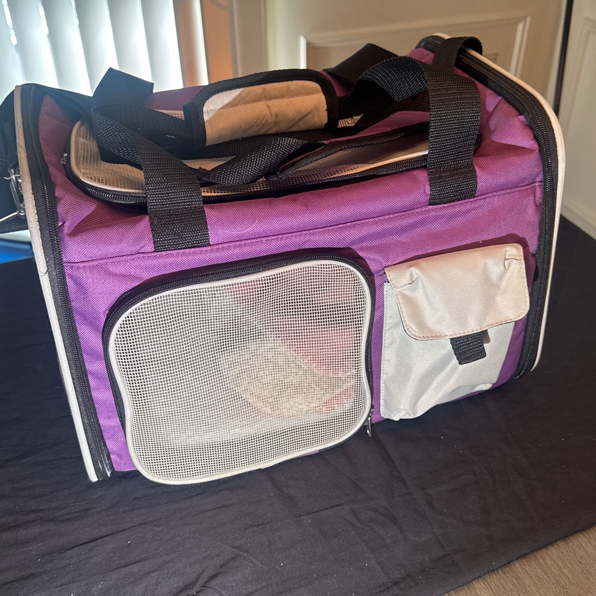 Large Pet Holder Bag For  Small Or Large Pets Purple And White 