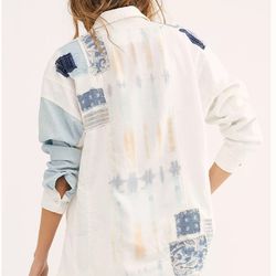 New Free People Patchwork Shirt Jacket 