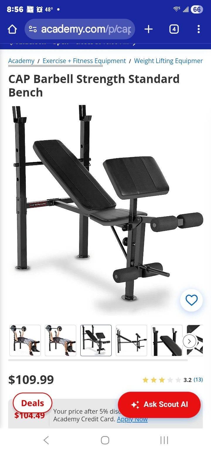 CAP Adjustable Weight Bench $50. LIKE NEW!