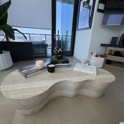 Wayfair Sculptural Travertine Coffee Table – Organic Modern