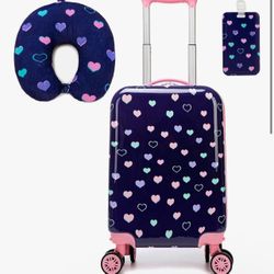 Kids Luggage with Spinner Wheels Carry on Suitcases for Girls 2 Piece Luggage Sets 16" 