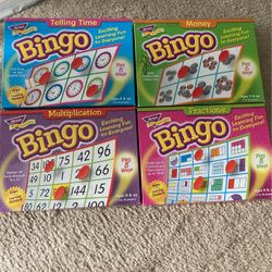 BINGO Games For Time, Money, Fractions,  And Multiplication 