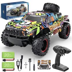 1:12 Scale Short-Course RC Truck Large 4WD Hobby Crawler Grade Replaceable Spare Tire All Terrains Monster Crawler 2 Rechargeable Batteries for Age 6+