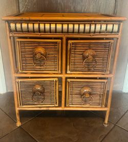 Pair Chinese Metal Bamboo Chest Drawers