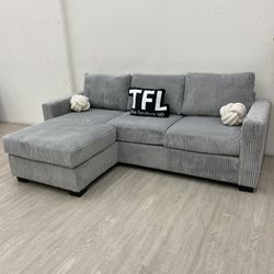Super Cozy Corduroy Sectional With Chaise