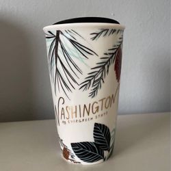 New Starbucks Washington State Local Collection Double Wall Ceramic Traveler Mug 12 oz 