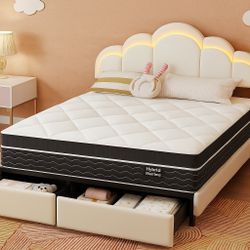 Full Size Velvet Bed Frame With 2 Storage Drawers & Mattress