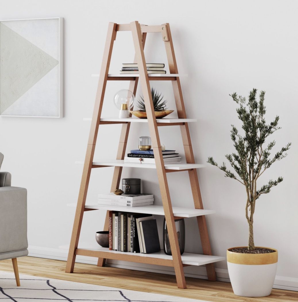 NEW 5 Shelf Ladder Bookcase