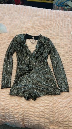 Black Sequin Long Sleeve Romper