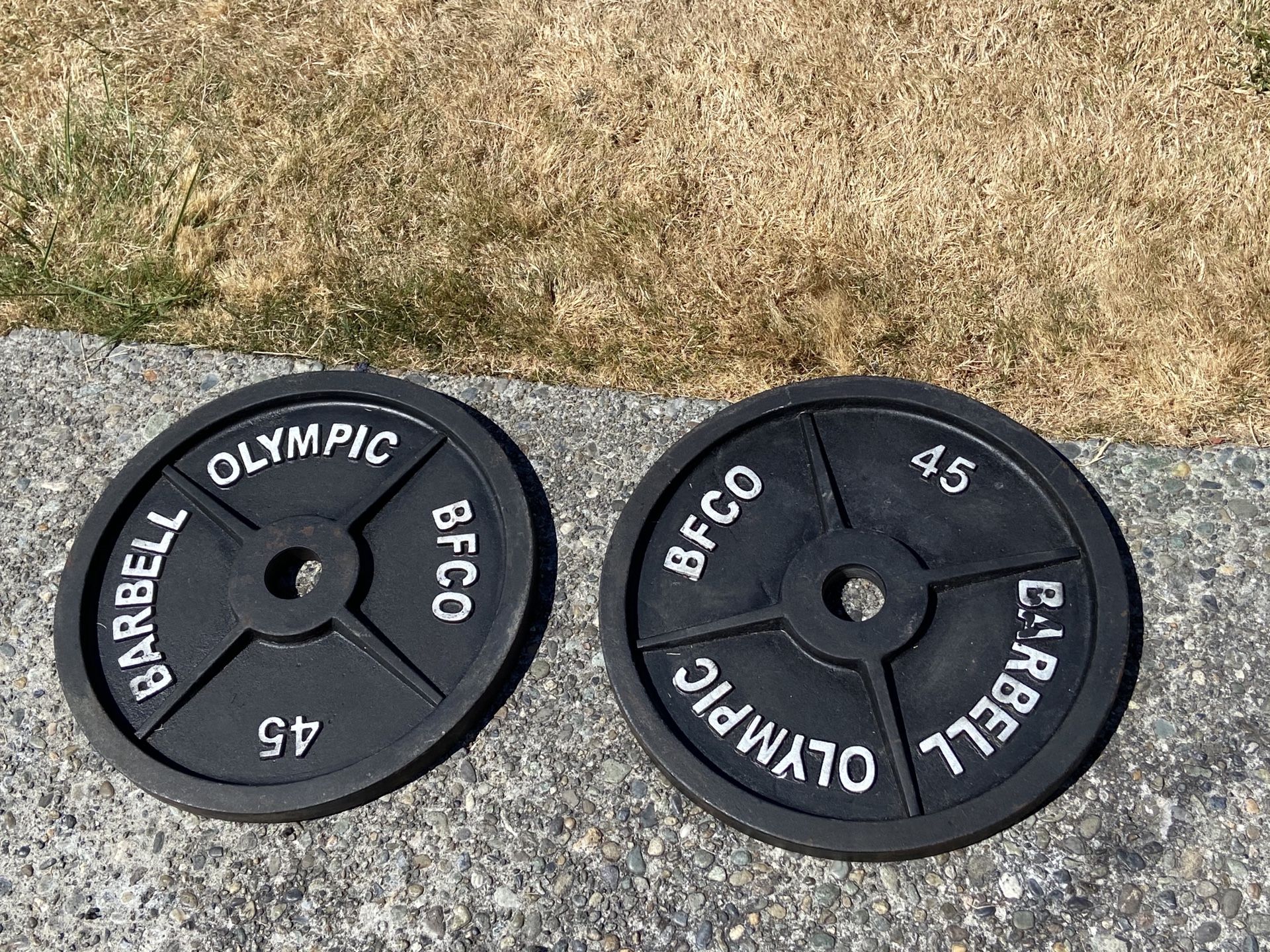 Pair of 45lb Vintage BFCO Olympic Plate Weights