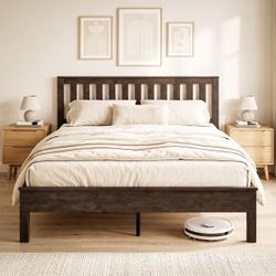 Queen wood platform bed