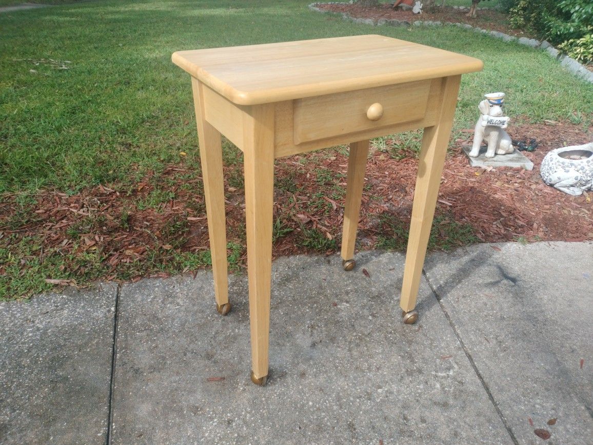 natural pine Solid Wood Rolling Cart with one Drawer