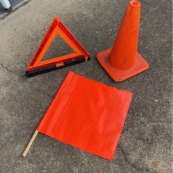 Traffic Orange Cones And Flag Lot