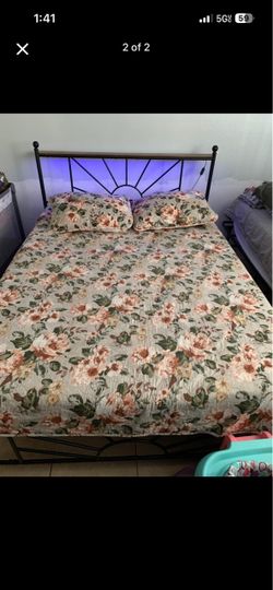 Metal Bed Frame with LED Headboard
