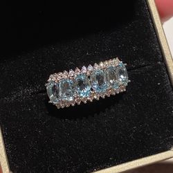 Natural Aquamarine Band 925 Sz 7