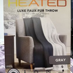 New! Heated Berkshire Luxe Fur Throw
