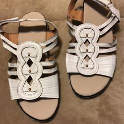 White Faux Leather Sandals Size 8.5